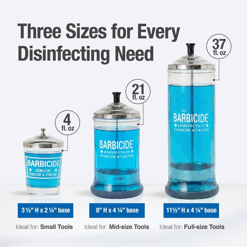 BARBICIDE Disinfectant Jar (Small - 4 Fl Oz) â€“ Durable Glass Immersion Container with Stainless Steel Lid and Tray â€“ Professional Salon, Spa & Barber Tool Sanitizer for Combs, Brushes & Implements - Image 5